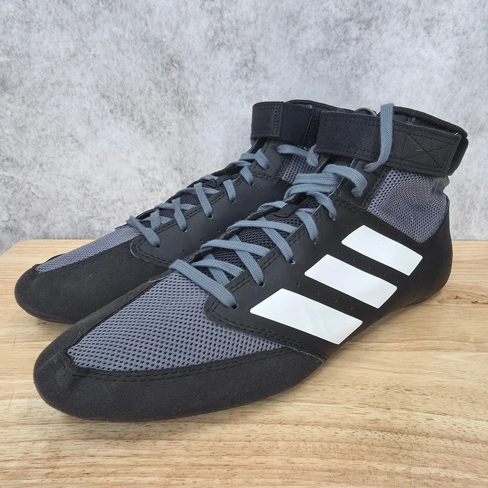 Adidas Mat Hog 2.0 Wrestling Shoes Mens 12 Black White Boxing Combat Sport MMA